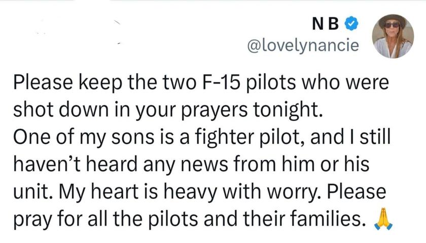 پەیامی دایکی یەکێک لە فڕۆکەوانە ئەمریکییەکان کە فڕۆکەکەی لە ئێران پێکراوە