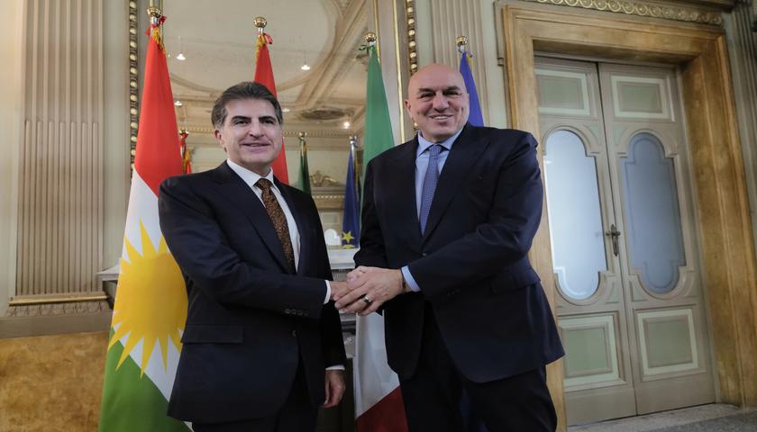 نچیروان بارزانی و وزیر امور خارجه ایتالیا درباره تحولات خاورمیانه گفتگو و بر کاهش تنش‌ها تأکید کردند